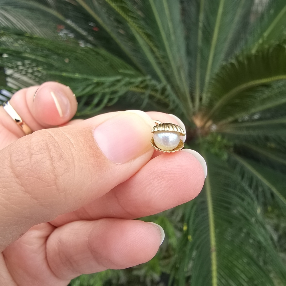14k Little clam charm